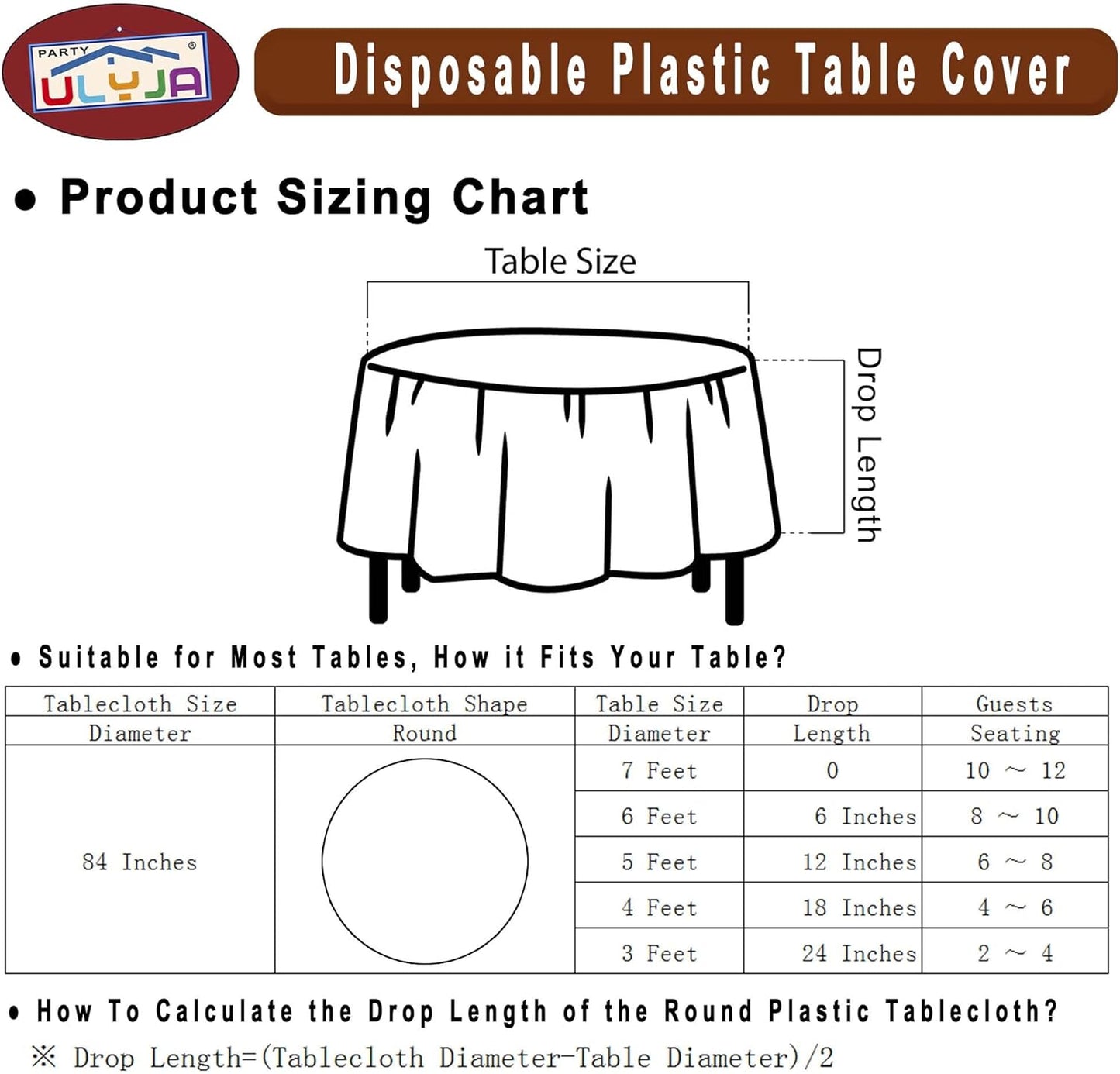 Light Yellow Tablecloths Plastic 3 Pack Premium 84 Inches Disposable Table Covers Decorative Table Cloths for Round Dinning Kitchen Tables