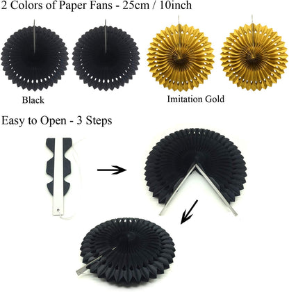Party Decoration, 21 Pcs Yellow Hanging Paper Fans Pom Poms Flowers, Garlands String Polka Dot and Triangle Bunting Flags for Minnie Mouse Birthday Parties Baby Showers Wedding