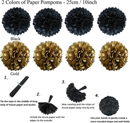 Party Decoration, 21 Pcs Yellow Hanging Paper Fans Pom Poms Flowers, Garlands String Polka Dot and Triangle Bunting Flags for Minnie Mouse Birthday Parties Baby Showers Wedding