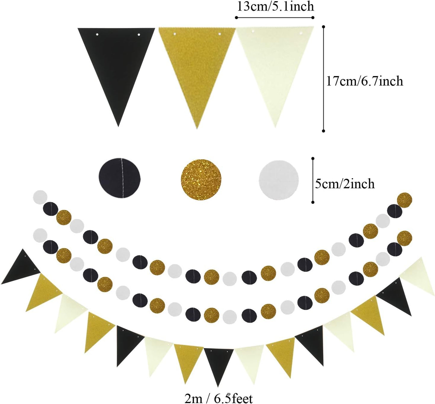 Party Decoration, 21 Pcs Yellow Hanging Paper Fans Pom Poms Flowers, Garlands String Polka Dot and Triangle Bunting Flags for Minnie Mouse Birthday Parties Baby Showers Wedding