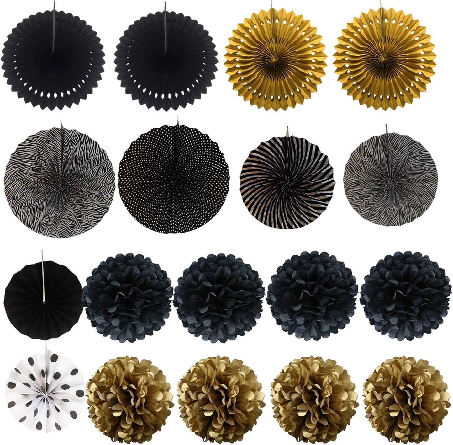 Party Decoration, 21 Pcs Yellow Hanging Paper Fans Pom Poms Flowers, Garlands String Polka Dot and Triangle Bunting Flags for Minnie Mouse Birthday Parties Baby Showers Wedding