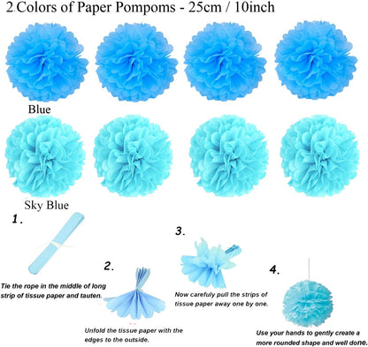 Party Decoration, 21 Pcs Yellow Hanging Paper Fans Pom Poms Flowers, Garlands String Polka Dot and Triangle Bunting Flags for Minnie Mouse Birthday Parties Baby Showers Wedding