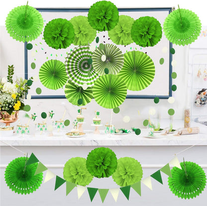 Party Decoration, 21 Pcs Yellow Hanging Paper Fans Pom Poms Flowers, Garlands String Polka Dot and Triangle Bunting Flags for Minnie Mouse Birthday Parties Baby Showers Wedding