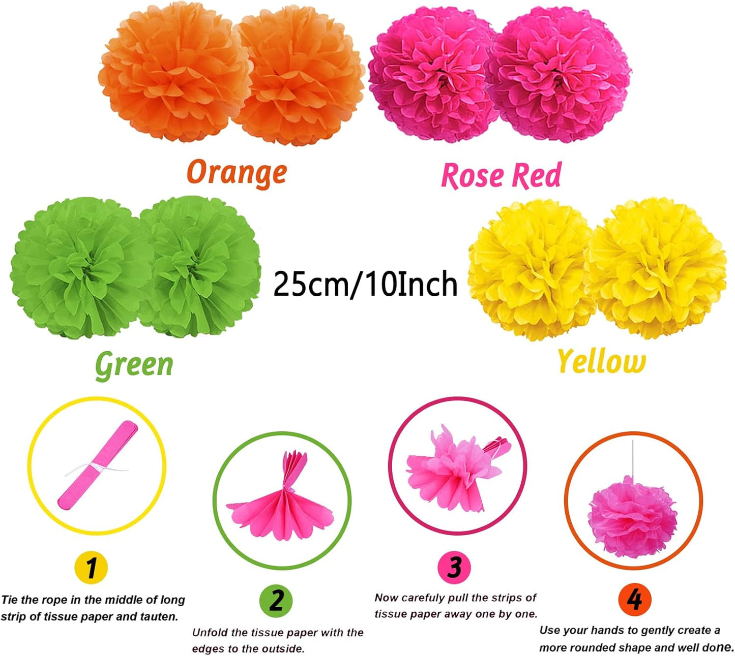 Party Decoration, 21 Pcs Yellow Hanging Paper Fans Pom Poms Flowers, Garlands String Polka Dot and Triangle Bunting Flags for Minnie Mouse Birthday Parties Baby Showers Wedding