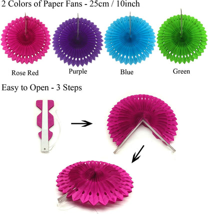Party Decoration, 21 Pcs Yellow Hanging Paper Fans Pom Poms Flowers, Garlands String Polka Dot and Triangle Bunting Flags for Minnie Mouse Birthday Parties Baby Showers Wedding