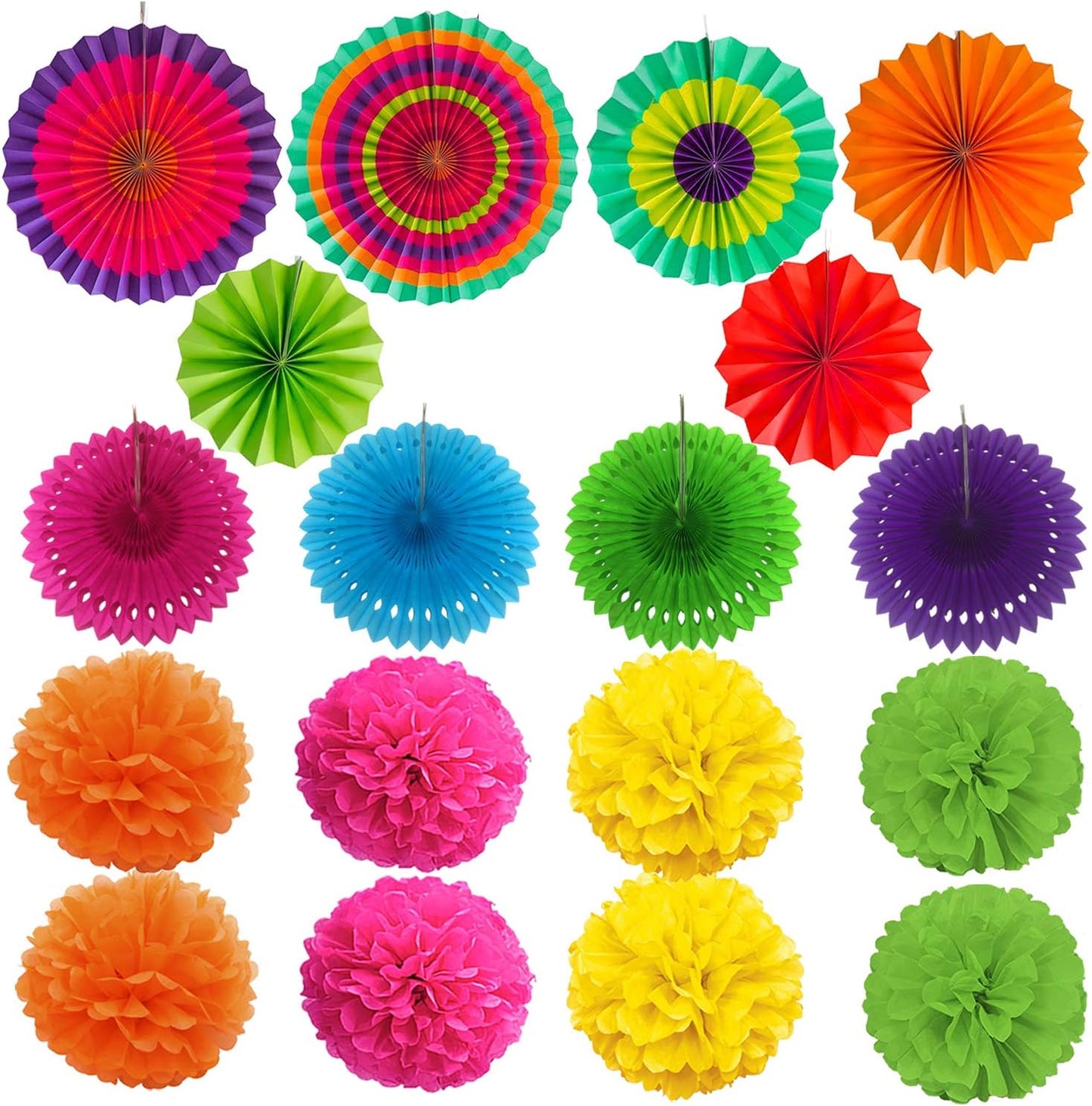Party Decoration, 21 Pcs Yellow Hanging Paper Fans Pom Poms Flowers, Garlands String Polka Dot and Triangle Bunting Flags for Minnie Mouse Birthday Parties Baby Showers Wedding