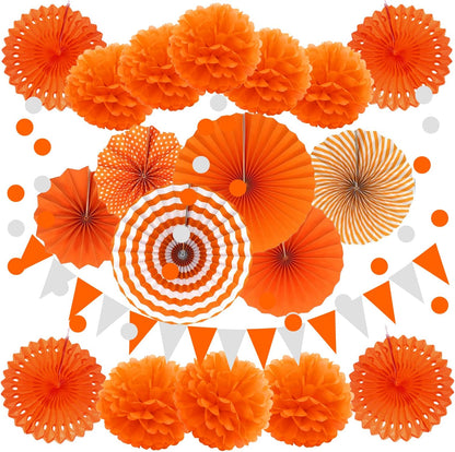Party Decoration, 21 Pcs Yellow Hanging Paper Fans Pom Poms Flowers, Garlands String Polka Dot and Triangle Bunting Flags for Minnie Mouse Birthday Parties Baby Showers Wedding
