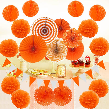 Party Decoration, 21 Pcs Yellow Hanging Paper Fans Pom Poms Flowers, Garlands String Polka Dot and Triangle Bunting Flags for Minnie Mouse Birthday Parties Baby Showers Wedding
