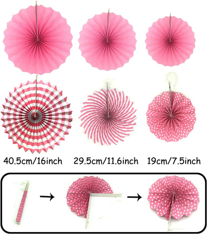 Party Decoration, 21 Pcs Yellow Hanging Paper Fans Pom Poms Flowers, Garlands String Polka Dot and Triangle Bunting Flags for Minnie Mouse Birthday Parties Baby Showers Wedding