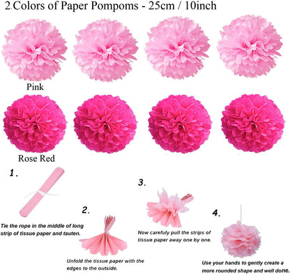 Party Decoration, 21 Pcs Yellow Hanging Paper Fans Pom Poms Flowers, Garlands String Polka Dot and Triangle Bunting Flags for Minnie Mouse Birthday Parties Baby Showers Wedding