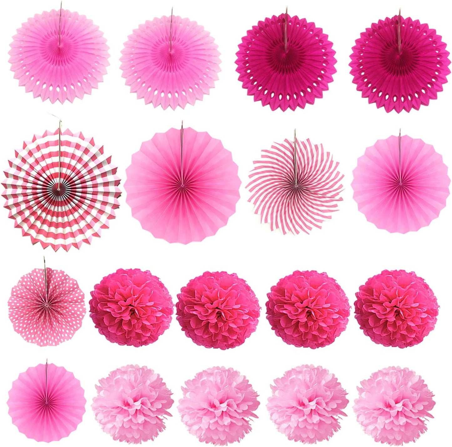 Party Decoration, 21 Pcs Yellow Hanging Paper Fans Pom Poms Flowers, Garlands String Polka Dot and Triangle Bunting Flags for Minnie Mouse Birthday Parties Baby Showers Wedding
