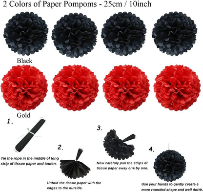 Party Decoration, 21 Pcs Yellow Hanging Paper Fans Pom Poms Flowers, Garlands String Polka Dot and Triangle Bunting Flags for Minnie Mouse Birthday Parties Baby Showers Wedding