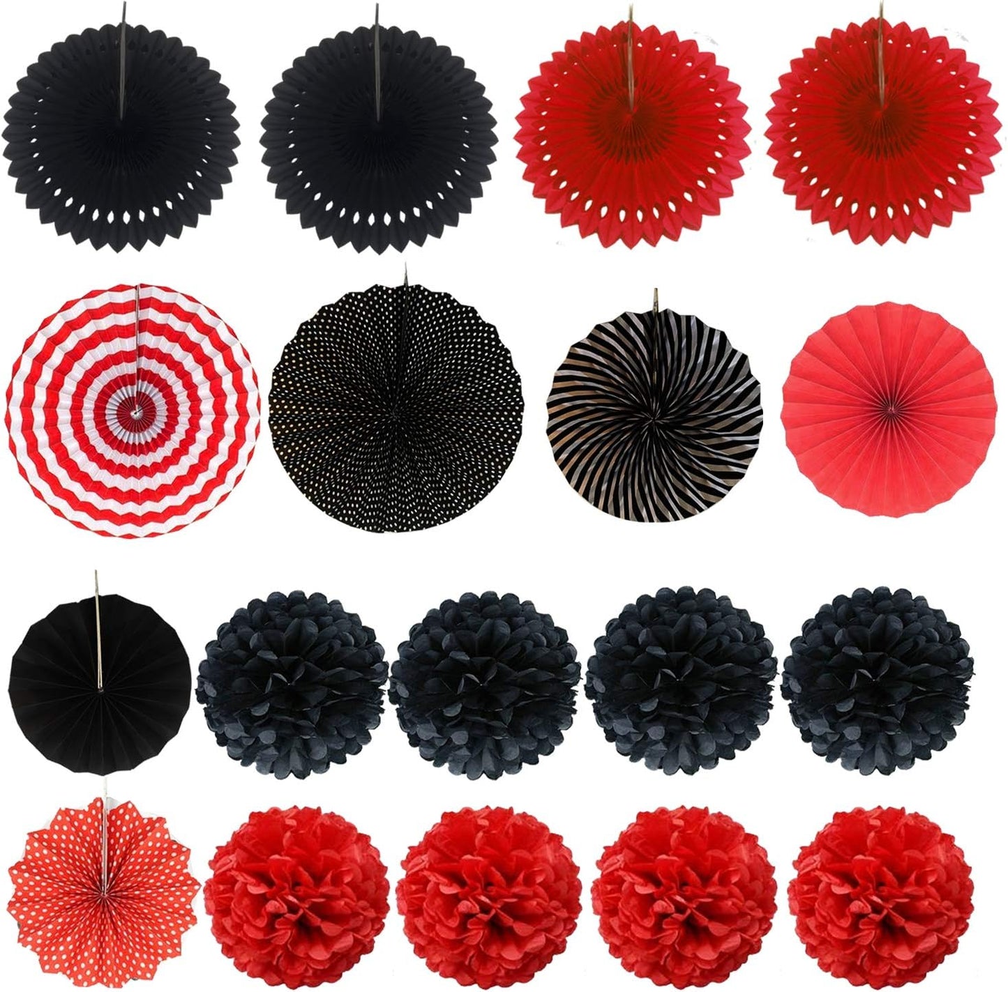 Party Decoration, 21 Pcs Yellow Hanging Paper Fans Pom Poms Flowers, Garlands String Polka Dot and Triangle Bunting Flags for Minnie Mouse Birthday Parties Baby Showers Wedding