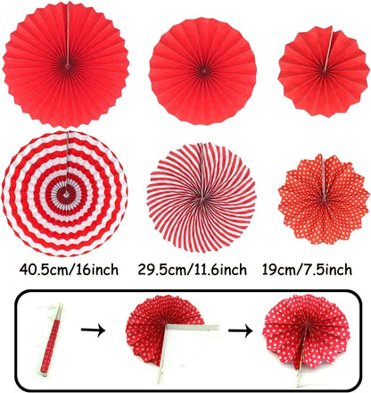 Party Decoration, 21 Pcs Yellow Hanging Paper Fans Pom Poms Flowers, Garlands String Polka Dot and Triangle Bunting Flags for Minnie Mouse Birthday Parties Baby Showers Wedding