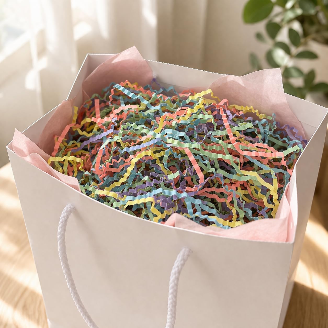 Pastel Yellow Crinkle Cut Paper Shred Filler, 5oz Decorative Gift Basket Filler, Cushioning Packing Material for Gift Boxes, Bags, DIY Crafts, Party Supplies & Shipping Protection