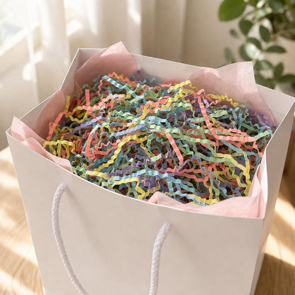Pastel Yellow Crinkle Cut Paper Shred Filler, 5oz Decorative Gift Basket Filler, Cushioning Packing Material for Gift Boxes, Bags, DIY Crafts, Party Supplies & Shipping Protection
