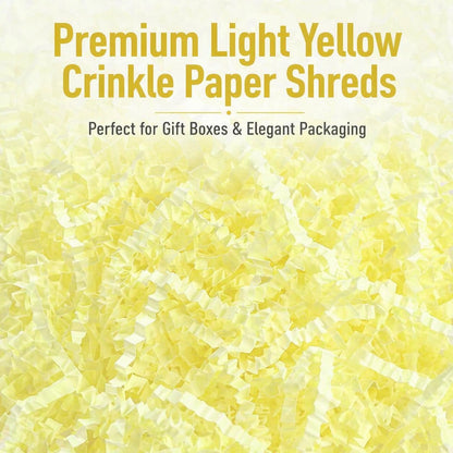 Pastel Yellow Crinkle Cut Paper Shred Filler, 5oz Decorative Gift Basket Filler, Cushioning Packing Material for Gift Boxes, Bags, DIY Crafts, Party Supplies & Shipping Protection