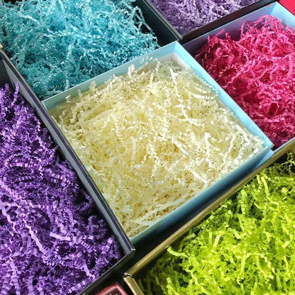 Pastel Yellow Crinkle Cut Paper Shred Filler, 5oz Decorative Gift Basket Filler, Cushioning Packing Material for Gift Boxes, Bags, DIY Crafts, Party Supplies & Shipping Protection