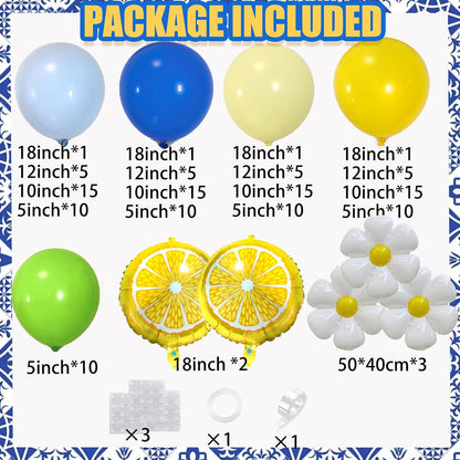 Lemon Balloon Arch 144Pcs Yellow and Blue Balloon Arch Kit with Flower Ballons for Amalfi Coast Party Main Squeeze Bridal Shower Lemonade Birthday Decorations Freshly Graduated Lemon Decor