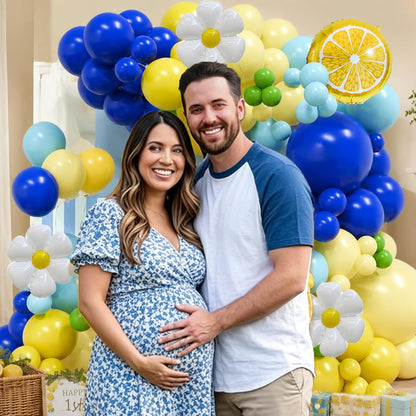 Lemon Balloon Arch 144Pcs Yellow and Blue Balloon Arch Kit with Flower Ballons for Amalfi Coast Party Main Squeeze Bridal Shower Lemonade Birthday Decorations Freshly Graduated Lemon Decor