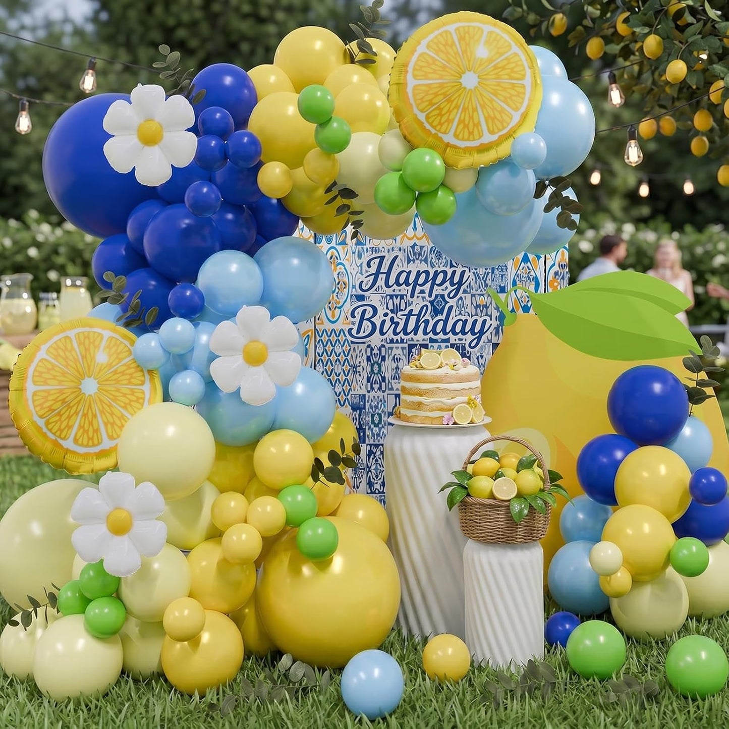 Lemon Balloon Arch 144Pcs Yellow and Blue Balloon Arch Kit with Flower Ballons for Amalfi Coast Party Main Squeeze Bridal Shower Lemonade Birthday Decorations Freshly Graduated Lemon Decor