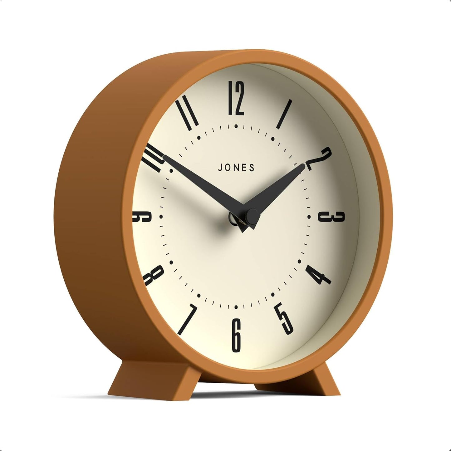 ® Venus Desk Clock | Modern Round Design | Mustard Yellow | Stylish Retro Look for Shelf, Table, Mantel or Bedside