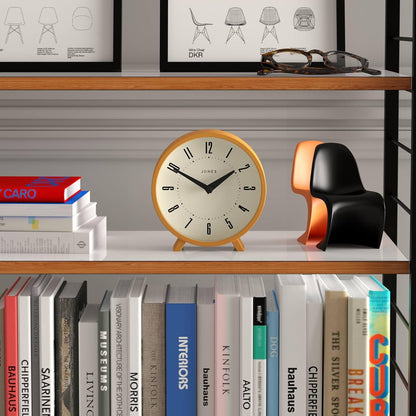 ® Venus Desk Clock | Modern Round Design | Mustard Yellow | Stylish Retro Look for Shelf, Table, Mantel or Bedside