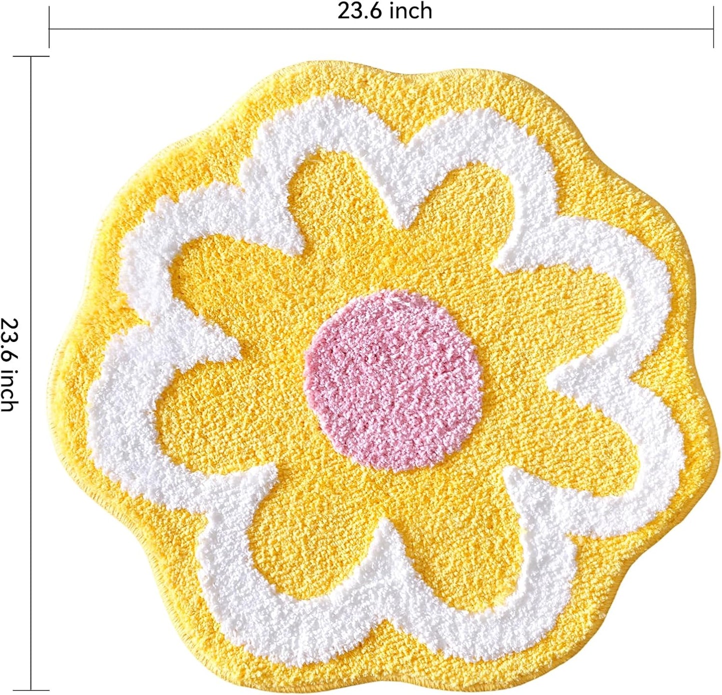 Yellow Bathroom Rugs Cute Flower Bath Mat for Women Small Absorbent Non Slip Bath Rug Soft Microfiber Washable Bath Mat for Bathroom Floor, Shower, Bathtub