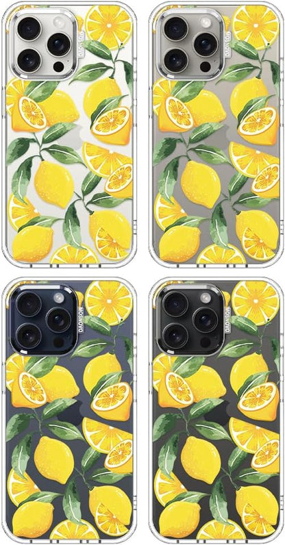 Case for iPhone 15 Pro Max, [Buffertech 6.6ft Military-Grade Drop Protection] [Anti Peel Off Tech] Clear TPU Bumper Phone Case Cover Design - Lemon
