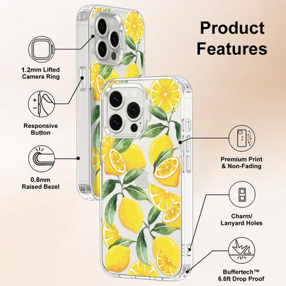 Case for iPhone 15 Pro Max, [Buffertech 6.6ft Military-Grade Drop Protection] [Anti Peel Off Tech] Clear TPU Bumper Phone Case Cover Design - Lemon