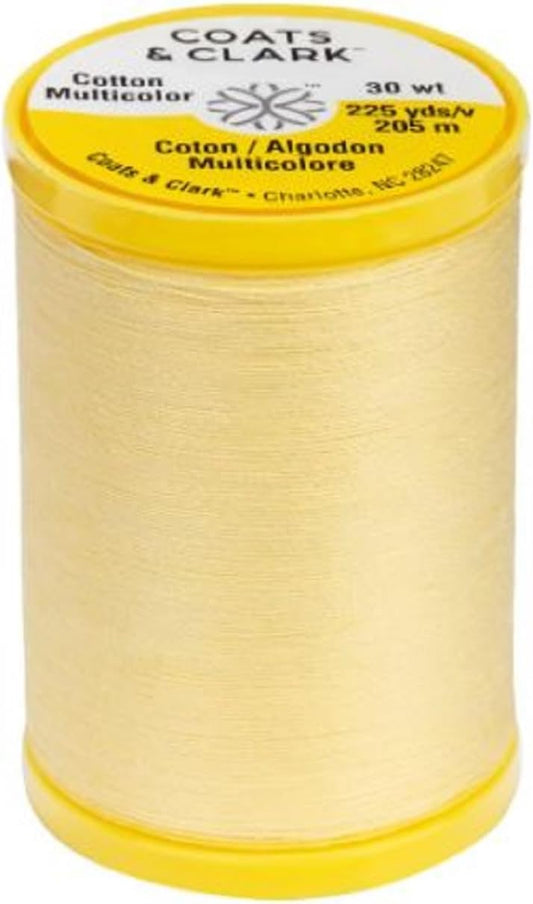 Coats & Clark Cotton All Purpose Sewing Thread 100% Mercerized Cotton 225 Yards Each Spool S970 2 Pack Bundle with 3 Needle Threaders (Yellow)