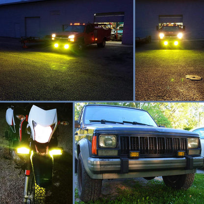 ZH304 Led Light Bar 2PCS 5Inch 72W 10800Lumens Yellow Flood Beam Fog Driving Lamps Off-Road Lights with 16AWG Wiring Harness Kit-2 Lead, 2 Year warranty