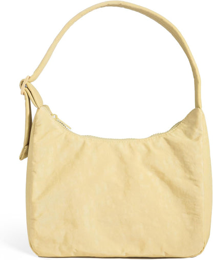 Nylon Shoulder Bag - Adjustable Quilted Strap, Structured Slouchy Design with Interior Zip Pocket