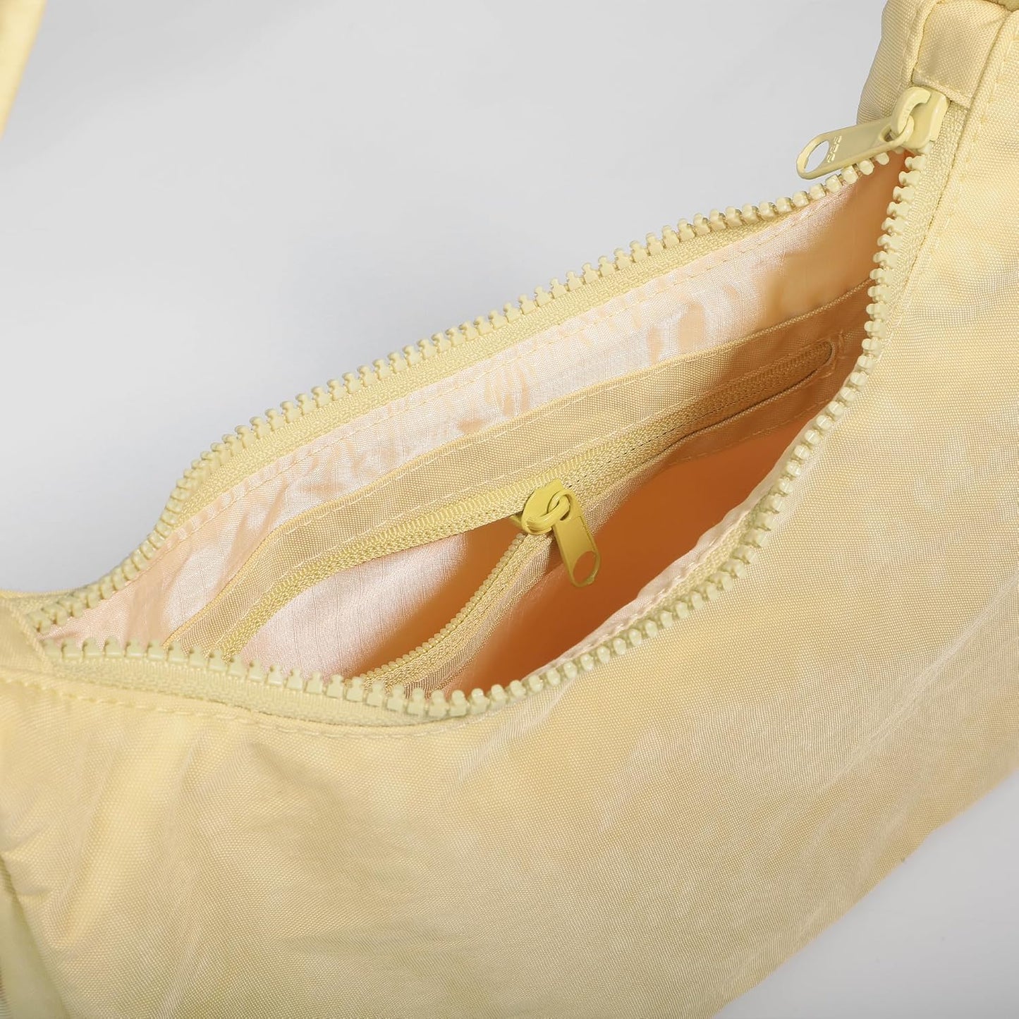 Nylon Shoulder Bag - Adjustable Quilted Strap, Structured Slouchy Design with Interior Zip Pocket