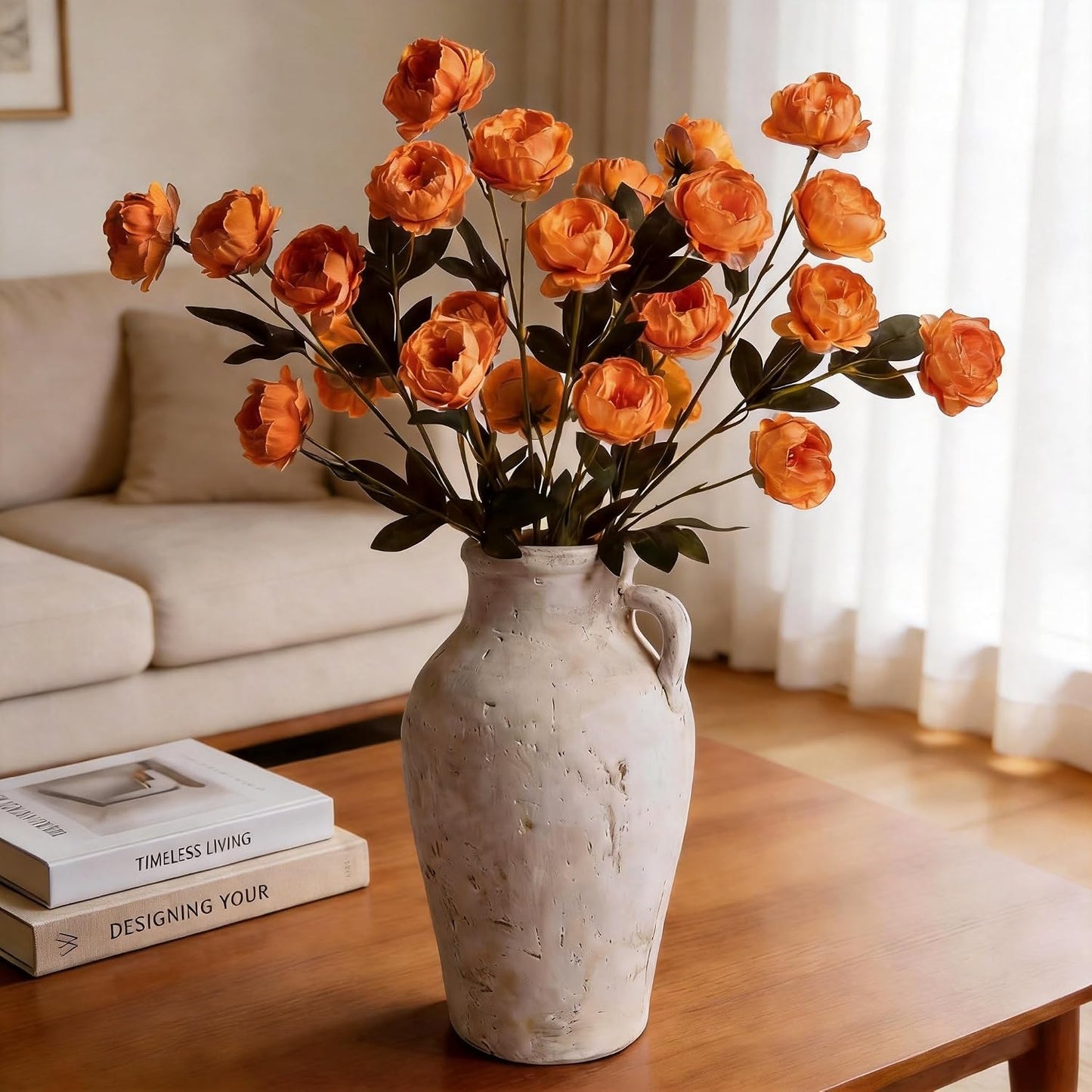 42 Heads Peonies Artificial Flowers – 6 Faux Peony Stems for Vase, 30” Tall Silk Fake Peony Flowers for Wedding Bouquets, Centerpieces Arrangements (Yellow)