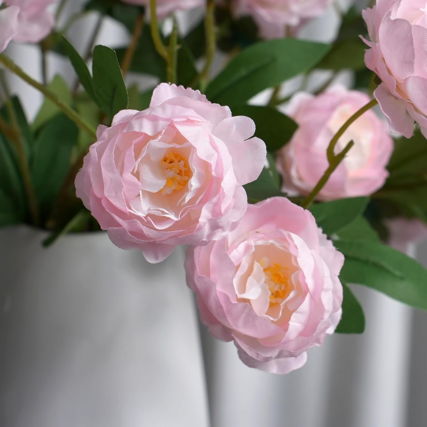 42 Heads Peonies Artificial Flowers – 6 Faux Peony Stems for Vase, 30” Tall Silk Fake Peony Flowers for Wedding Bouquets, Centerpieces Arrangements (Yellow)