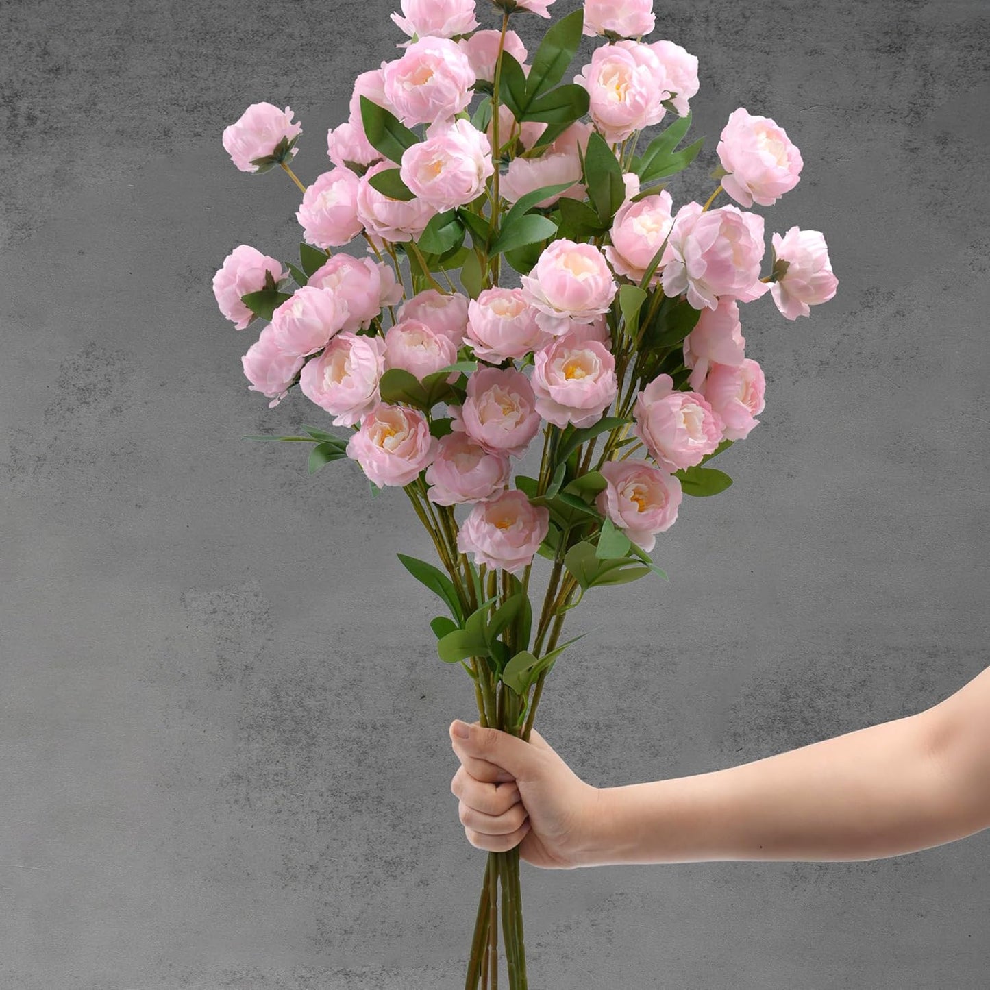 42 Heads Peonies Artificial Flowers – 6 Faux Peony Stems for Vase, 30” Tall Silk Fake Peony Flowers for Wedding Bouquets, Centerpieces Arrangements (Yellow)