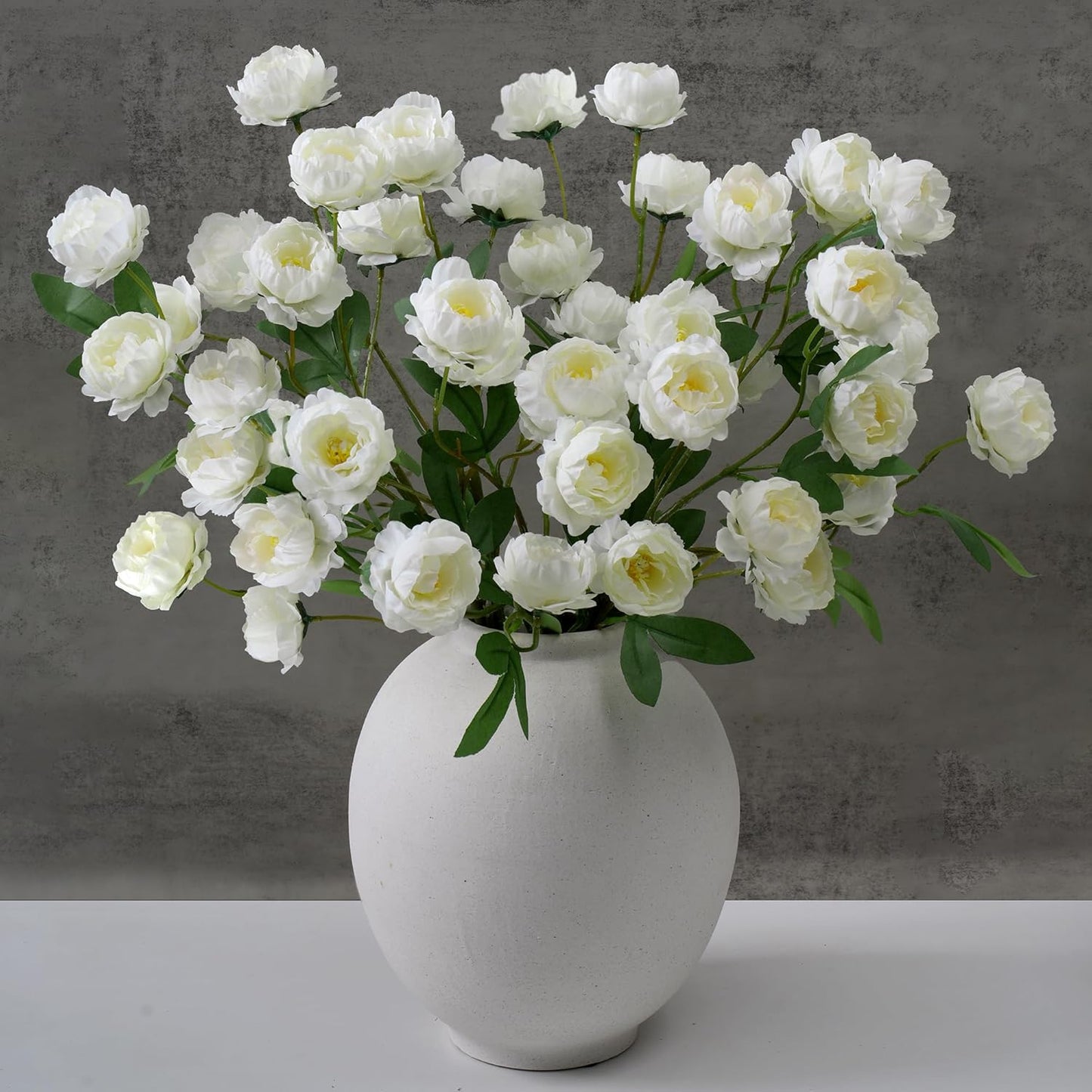 42 Heads Peonies Artificial Flowers – 6 Faux Peony Stems for Vase, 30” Tall Silk Fake Peony Flowers for Wedding Bouquets, Centerpieces Arrangements (Yellow)