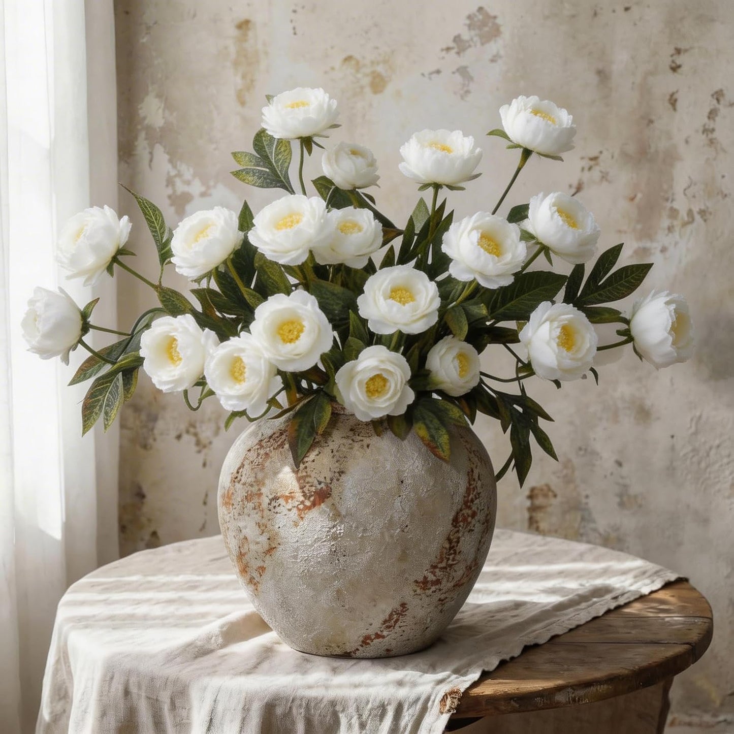 42 Heads Peonies Artificial Flowers – 6 Faux Peony Stems for Vase, 30” Tall Silk Fake Peony Flowers for Wedding Bouquets, Centerpieces Arrangements (Yellow)
