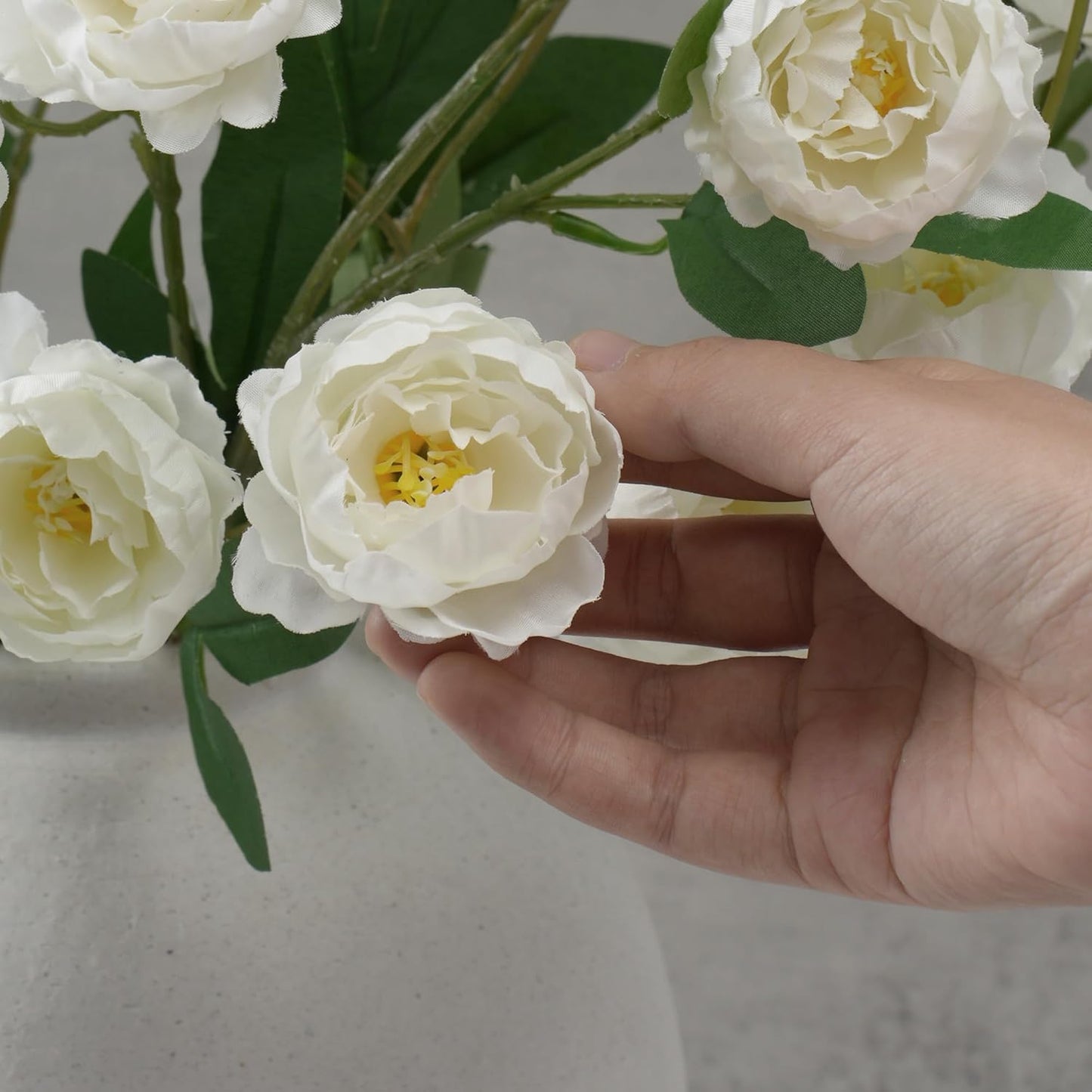 42 Heads Peonies Artificial Flowers – 6 Faux Peony Stems for Vase, 30” Tall Silk Fake Peony Flowers for Wedding Bouquets, Centerpieces Arrangements (Yellow)