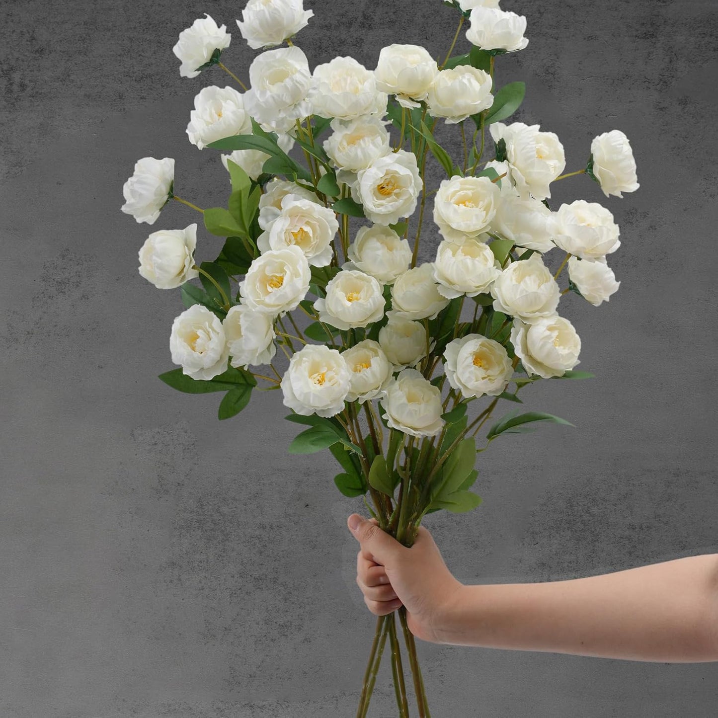 42 Heads Peonies Artificial Flowers – 6 Faux Peony Stems for Vase, 30” Tall Silk Fake Peony Flowers for Wedding Bouquets, Centerpieces Arrangements (Yellow)