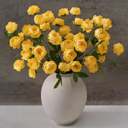 42 Heads Peonies Artificial Flowers – 6 Faux Peony Stems for Vase, 30” Tall Silk Fake Peony Flowers for Wedding Bouquets, Centerpieces Arrangements (Yellow)