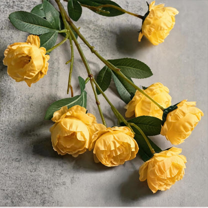 42 Heads Peonies Artificial Flowers – 6 Faux Peony Stems for Vase, 30” Tall Silk Fake Peony Flowers for Wedding Bouquets, Centerpieces Arrangements (Yellow)