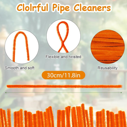 300PCS Pipe Cleaners Craft, 30cm 3 Colors Crafting Pipe Cleaners | Fuzzy Sticks Craft Supplies, Chenille Stems for DIY, Arts & Crafts for Christmas Tree Creative Handmade DIY Decoration