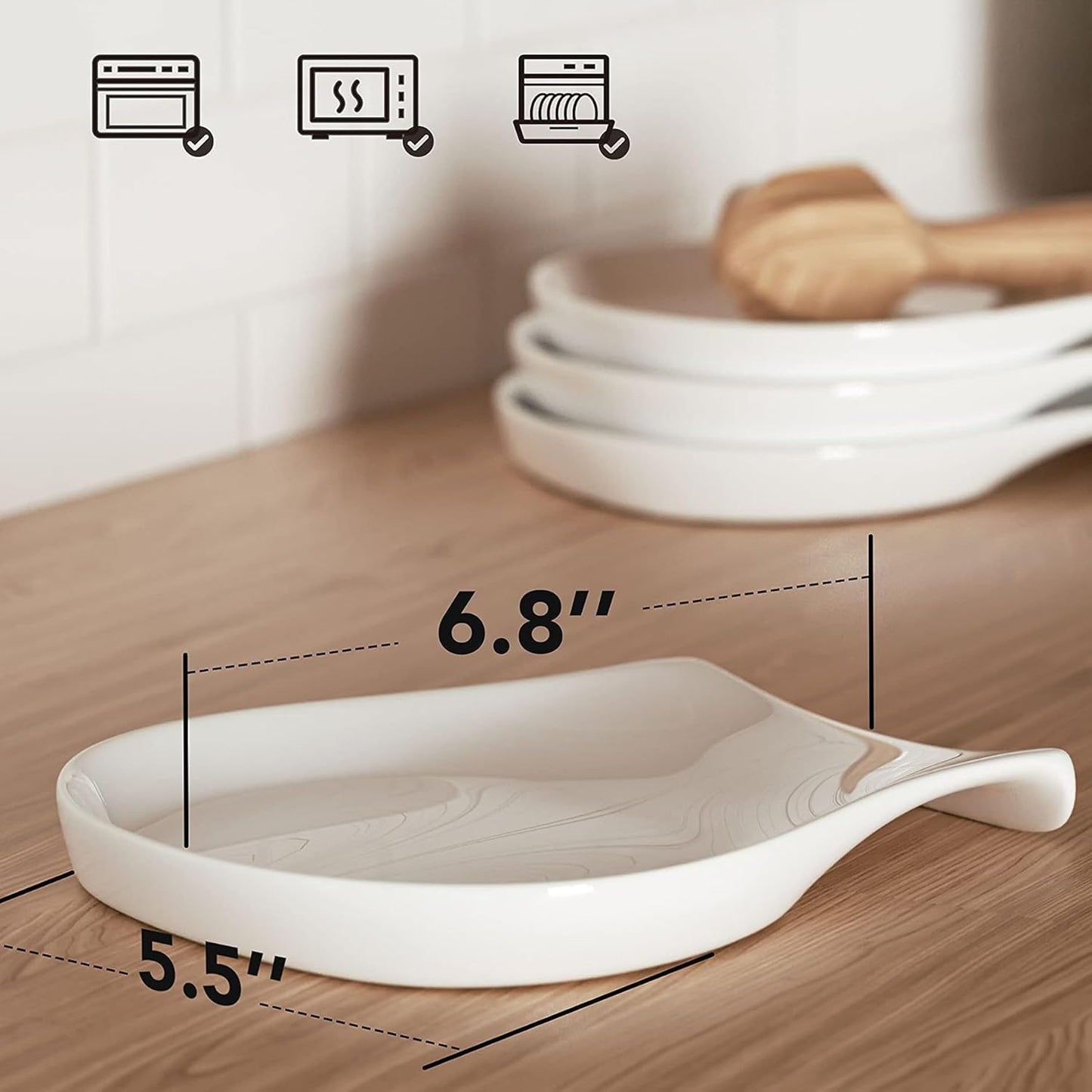 Lemon Spoon Rest, White Ceramic Spoon Rest for Stove Top, Spoon Holder for Kitchen Counter, Lemon Decor, 5.5 inch
