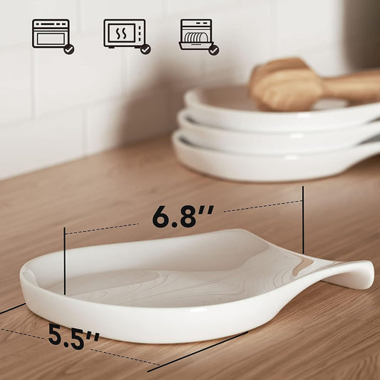 Lemon Spoon Rest, White Ceramic Spoon Rest for Stove Top, Spoon Holder for Kitchen Counter, Lemon Decor, 5.5 inch
