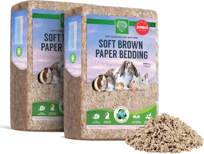 Premium Soft Paper Bedding, Beige, 56 L | Natural Absorbent Bedding, Odor Control, Made in USA, For Indoor & Outdoor Rabbits, Guinea Pigs & Small Pets