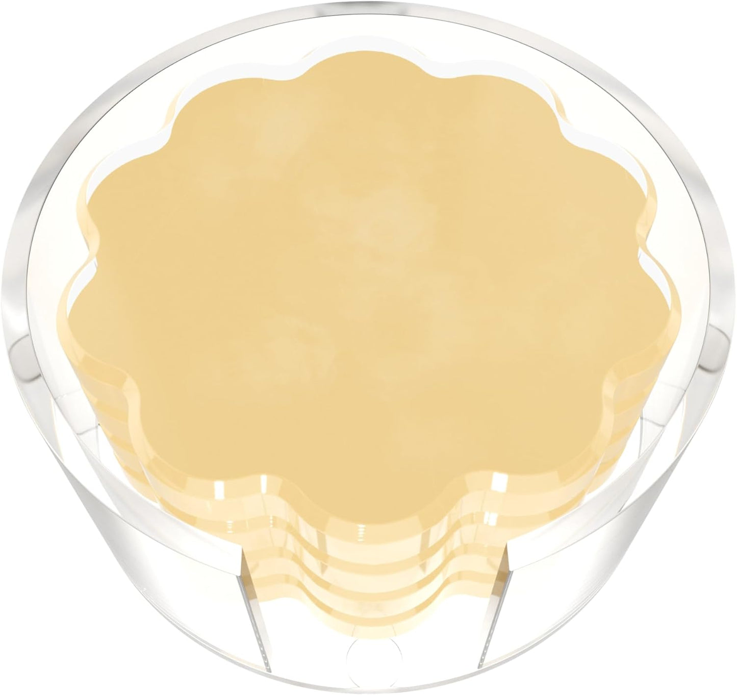 Scalloped Acrylic Drink Coaster Set 4‑Pack with Holder – Light Yellow Minimalist Beverage Coasters, Non‑Slip Table Protector, Modern Housewarming Gift