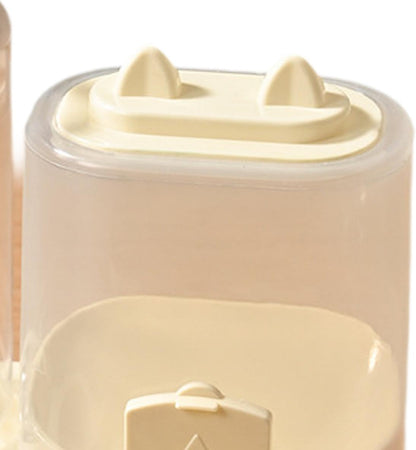 2 in 1 Automatic Pet Feeder Water Dispenser Compact Feeding Station Pet Feeding Bowl Detachable for Small Animals Kitten, Yellow