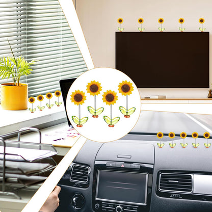 10pcs Car Accessories Dashboard Decorations, Cute Shaking Head Sunflower Flower car Center Console Ornament, for Women Girl Car Interior Desk Ornaments Birthday Valentines Gifts